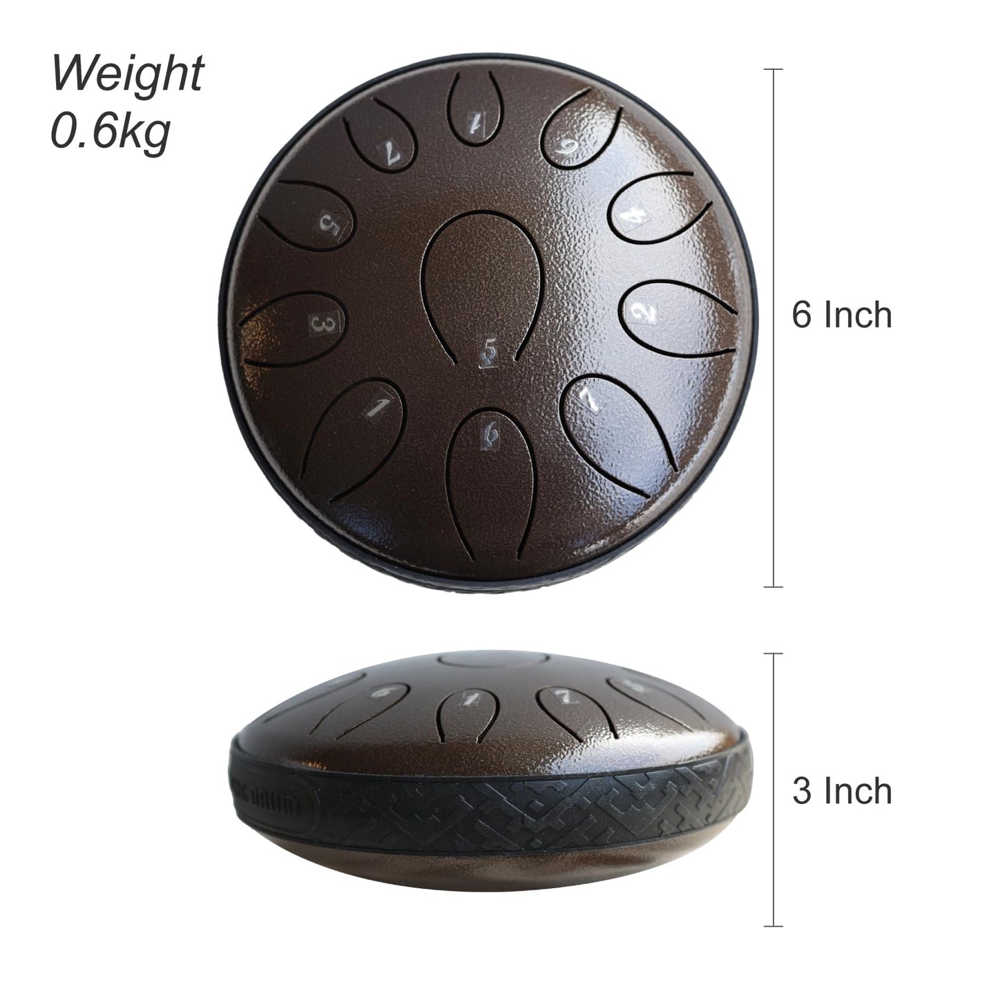Steel Tongue Drum 6 Inch 11 Notes D Major – Rain Drum Style Calming Sound Healing Instrument for Meditation, Relaxation & Yoga – Easy for Beginners with Full Accessories Gift Set(Chocolate Brown)